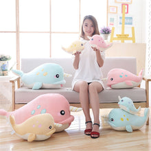 Load image into Gallery viewer, Lovely Sea Dolphin Stuffed Plush Baby Cute Cartoon Whale With Long Horn - Combo 3 Colors 25 Cm