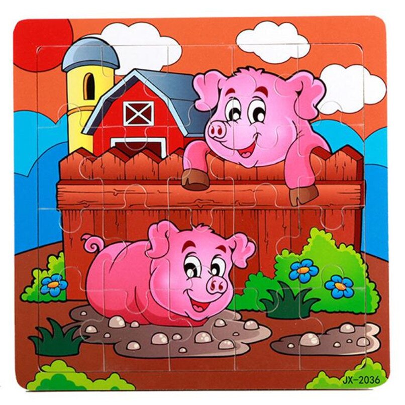 Baby Toys Wooden Animal Pig Jigsaw Toys - Combo 5 Units