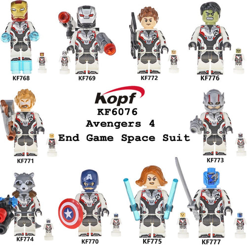 10Pcs Set Super Heroes Avengers 4 End Game Space Suit Ironman