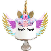 Load image into Gallery viewer, 14Cm Gold Pink Unicorn Party Horns Cake Topper - Combo 5 Units