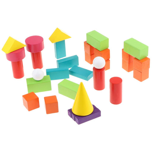 32Pcs 3D Wooden Geometric Building Blocks