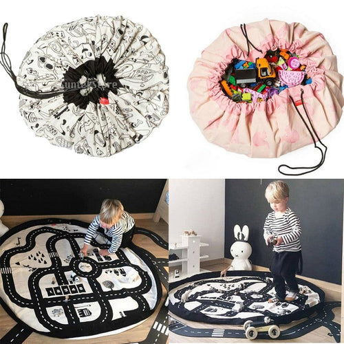 2 In 1 Foldable Baby Play Mat Toys Storage Bag