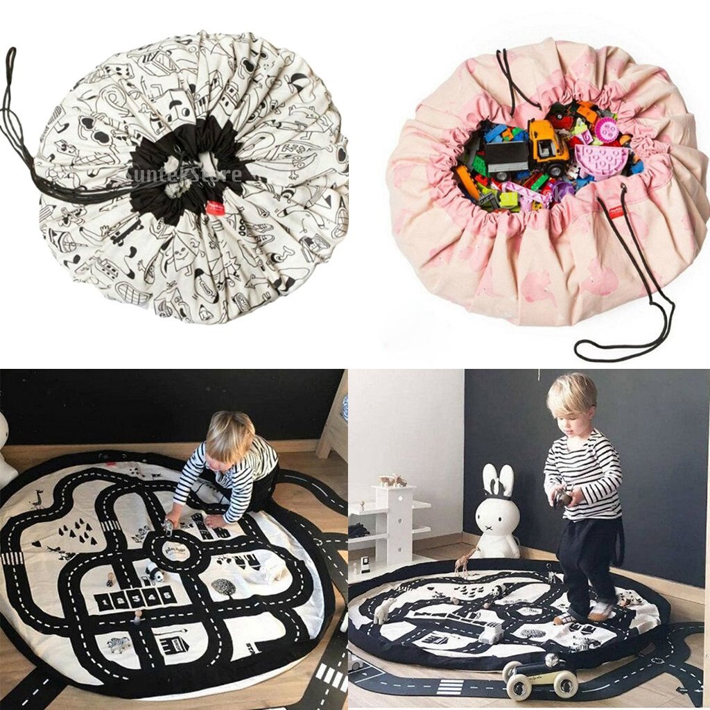 2 In 1 Foldable Baby Play Mat Toys Storage Bag