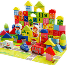 Load image into Gallery viewer, 100Pcs City Traffic Children Wooden Blocks Toys