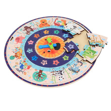 Load image into Gallery viewer, 2 In 1 Wooden Puzzle Teaching Clock