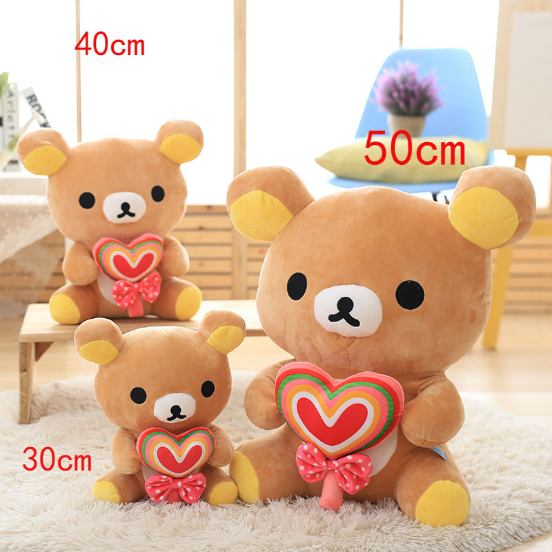 30-40-50 Cm Soft Rilakkuma Bear With Heart Shape