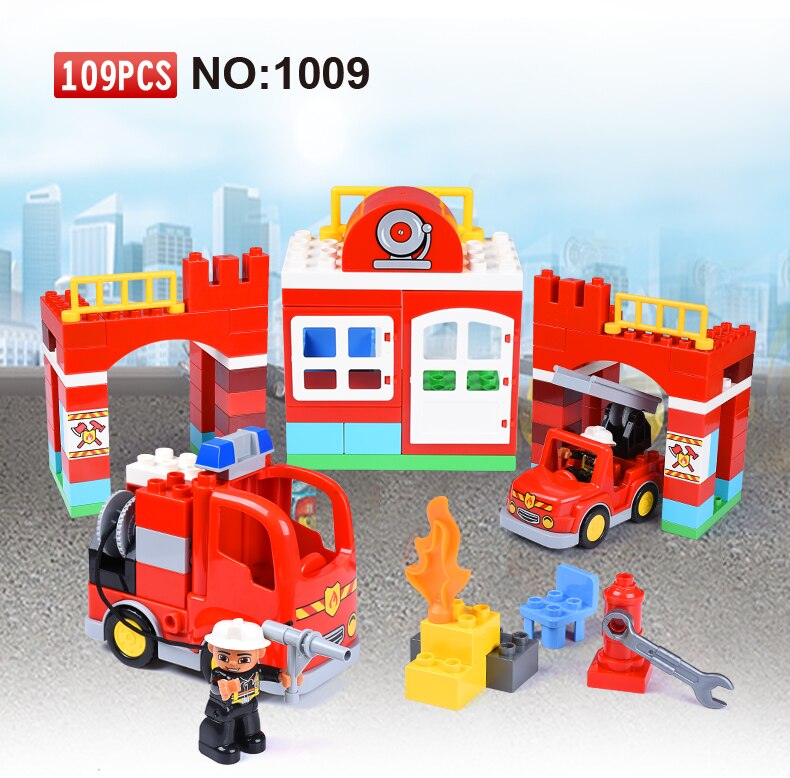 109Pcs Big Blocks City Fire Department Firemen Building Blocks