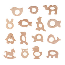 Load image into Gallery viewer, 15Pcs Natural Wooden Teether Cartoon Animal Shape