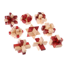 Load image into Gallery viewer, 10Pcs Iq Test Lock Wood Kong Ming Locks Puzzle