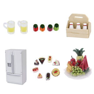 1.12 Scale Dollhouse Furniture Fridge Food Miniature Doll House