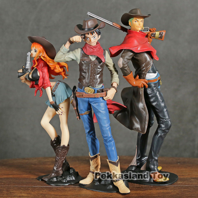 One Piece Treasure Cruise World Journey Cowboy Luffy Zoro Nami Action Pvc Figure Toy - Combo 3 Statues