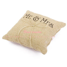 Load image into Gallery viewer, 15Cm Vintage Mr Mrs Burlap Lace Bow Ring Pillow - Combo 5 Units