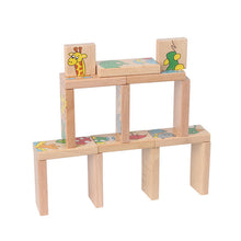 Load image into Gallery viewer, 15 Pieces Wooden Animals Domino Puzzle