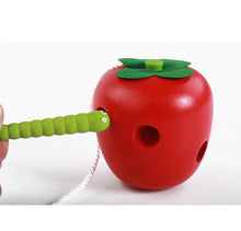 Load image into Gallery viewer, Wooden Apple And Bug Threading Games