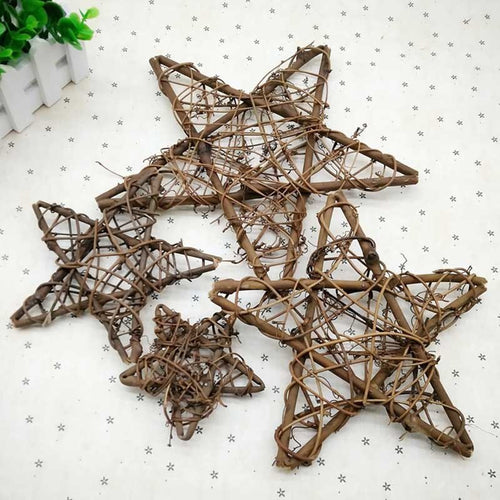 Round Star Wreath Diy Craft Rattan Christmas Wreath Tree - Combo 5 Units