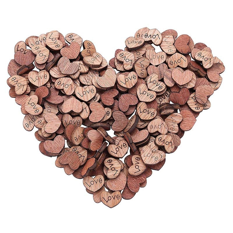 50Pcs/Units Rustic Wooden Love Heart Wedding Table - Combo 5 Units