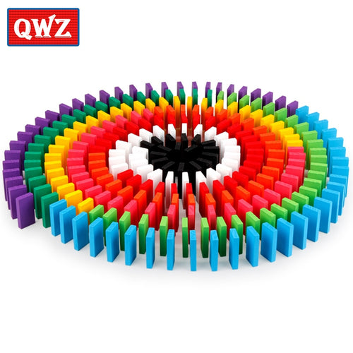 120Pcsset Children Color Sort Rainbow Wood Domino Blocks Kits