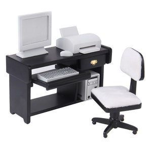 1.12 Miniature Computer Desk Chair Printer Doll House