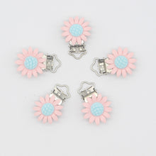 Load image into Gallery viewer, Metal Resin Baby Pacifier Clips Sun Flower - Combo 5 Units