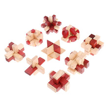 Load image into Gallery viewer, 10Pcs Iq Test Lock Wood Kong Ming Locks Puzzle