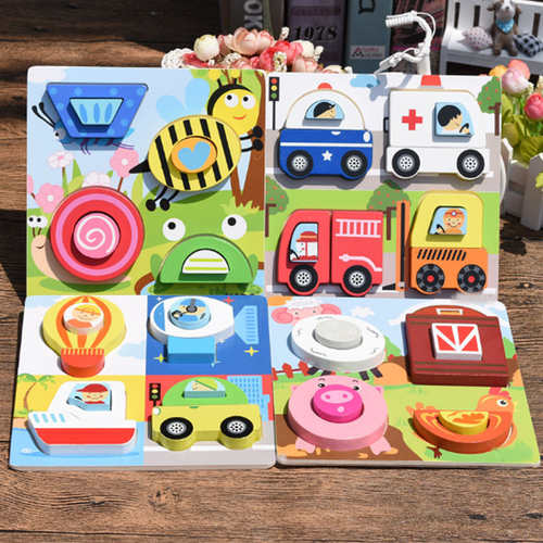 1 Pc Children Wooden Puzzle Cartoon Animal Traffic Children Baby 6 Months