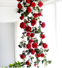 Load image into Gallery viewer, 1.8M Artificial Flowers Roses Vine Wedding Decoration