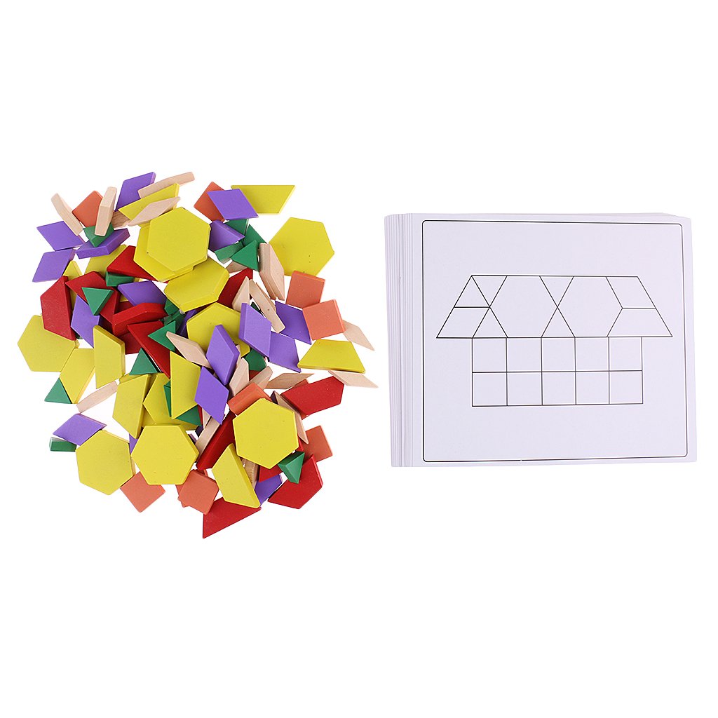 125Pcs Wooden Geometric Building Blocks Board