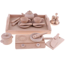 Load image into Gallery viewer, 21Pcs Wooden Simulation Tea Set