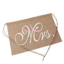 Load image into Gallery viewer, Mr. &amp; Mrs Burlap Chair Banner Set Bride Groom Chair - Combo 5 Units