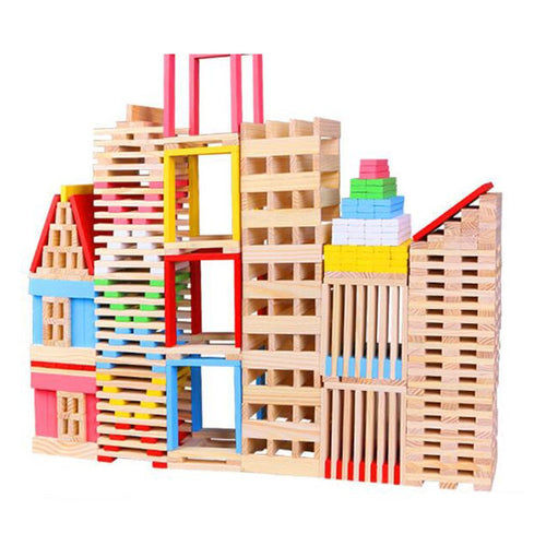 150Pcs Wooden Construction Toy Stacking Building Blocks