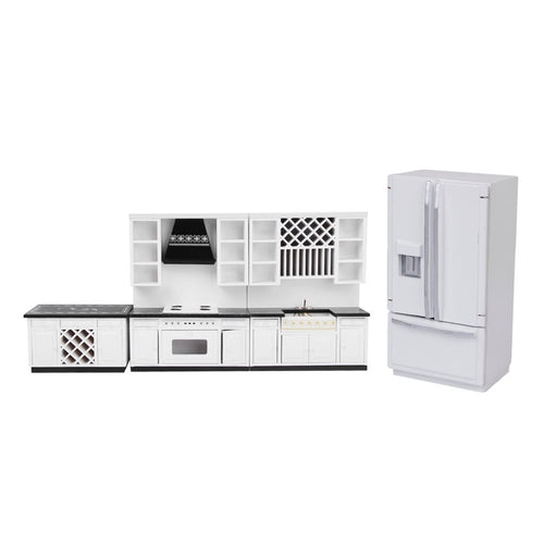 1.12 Scale Dollhouse Furniture Wooden Miniature Kitchen Cabinet Fridge