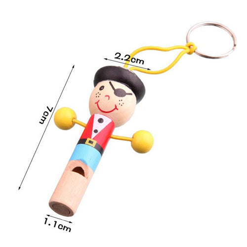 Combo 10 Units - Mini Wooden Pirate Whistle Musical Cute Doll
