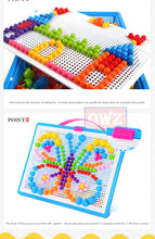 Load image into Gallery viewer, 296Pcs Mosaic Picture Puzzle Kids Composite Intellectual Educational Mushroom Nail Kit Flashboard