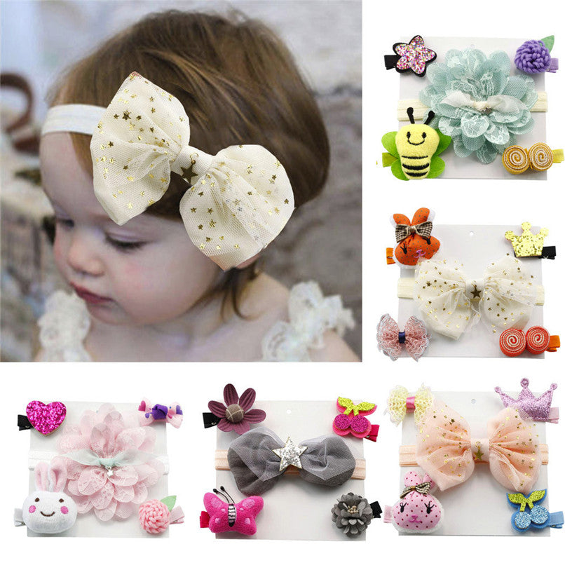 5Pcs/Unit Baby Girls Headwear Kids Infant Hairpin - Combo 5 Units