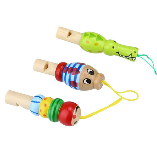 Random Color Childred's Toy Multi-Color Baby Kids Wooden Horn Hooter Piccolo - Combo 5 Units