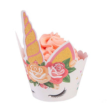 Load image into Gallery viewer, Unicorn Party Unicornio Horn Cupcake Toppers Wrappers Baby - Combo 5 Units