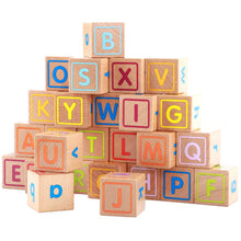 Load image into Gallery viewer, 26Pcs Wooden Blocks Cubes Letters