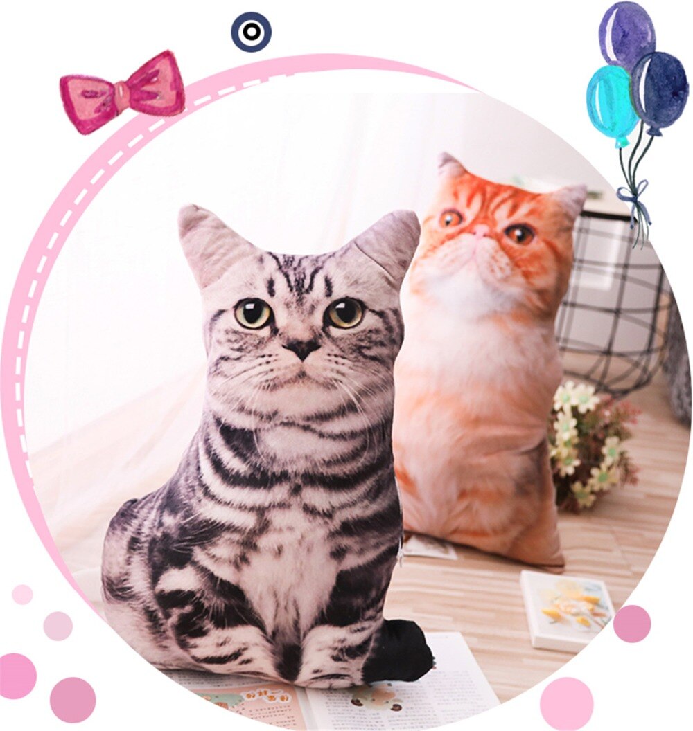 1Pc Simulation Cats Animal Stuffed Super Soft Pillow Sofa Back
