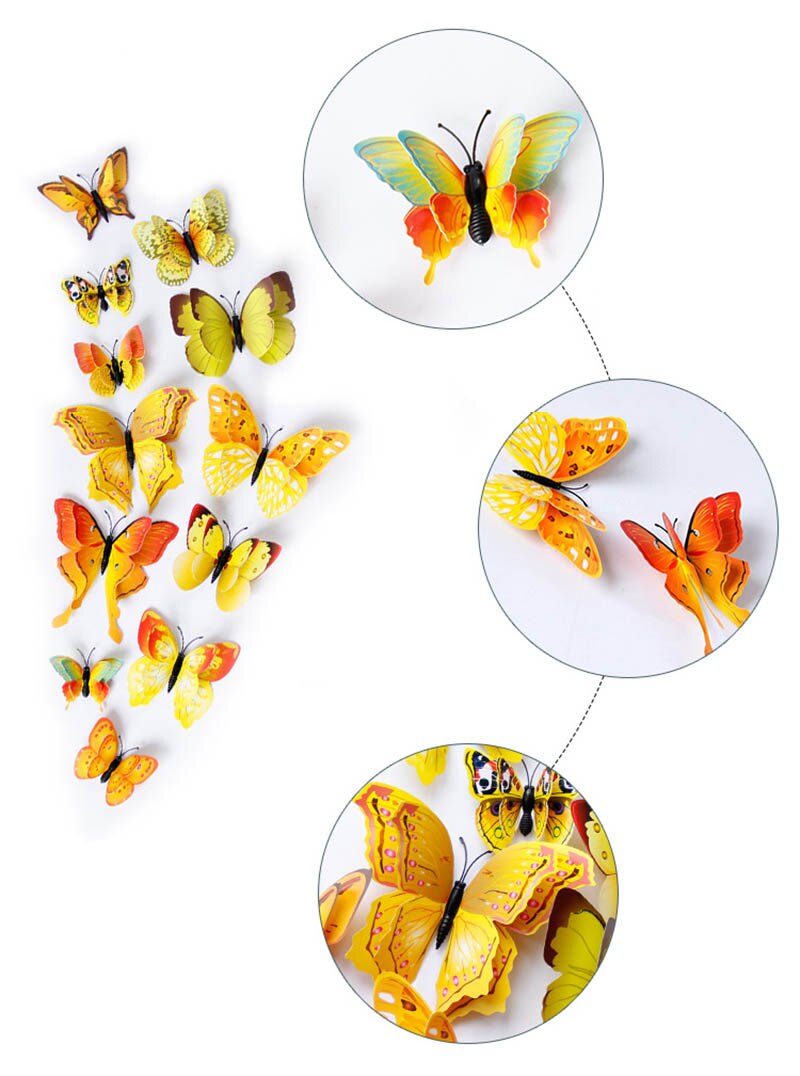3D Hollow Wall Stickers Butterfly Fridge - Combo 5 Units