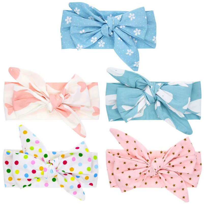 Cute Rabbit Ears Elastic Ch Bowknot Headband - Combo 5 Units