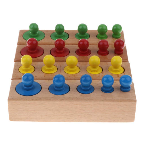 20Pcs Wooden Cylinders Blocks Matching Sorting Game