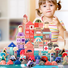 Load image into Gallery viewer, 115 Pcs Kids Toys Wooden Toys City Traffic Scenes Geometric Shape