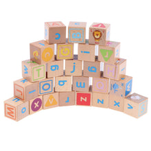 Load image into Gallery viewer, 26Pcs Wooden Blocks Cubes Letters
