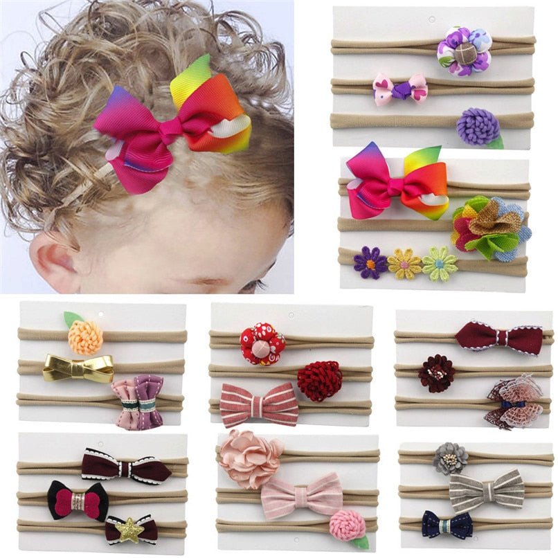 3Pcs/Unit Cute Infant Baby Kids Girls Headband - Combo 5 Units