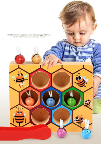 1 Set Montessori 7Pcs Bees Hive Games Board 1.Jpg