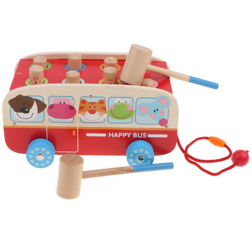 3 In 1 Pull Bus Car Toy Whack A Mole Game Fun