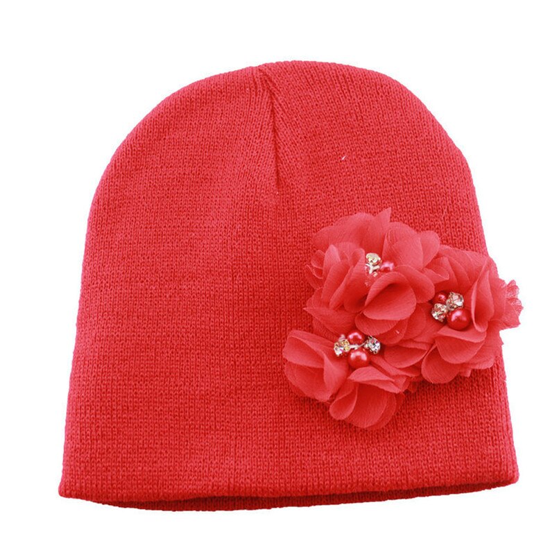 Solid Flower Knitted Crochet Wool Hats - Combo 5 Units