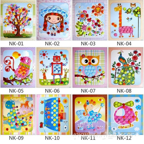 12 Pcs-Set Diy Colour Button Puzzle Toy Handmade