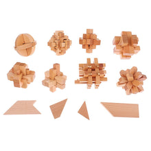 Load image into Gallery viewer, 10Pcs Wood Puzzle Locks Kong Ming Locks Iq Test