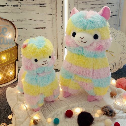 Rainbow Alpaca Plush Toy Dolls - Combo 2 Pcs Different Size